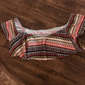 Hobie bathing suit top with off shoulder sleeves